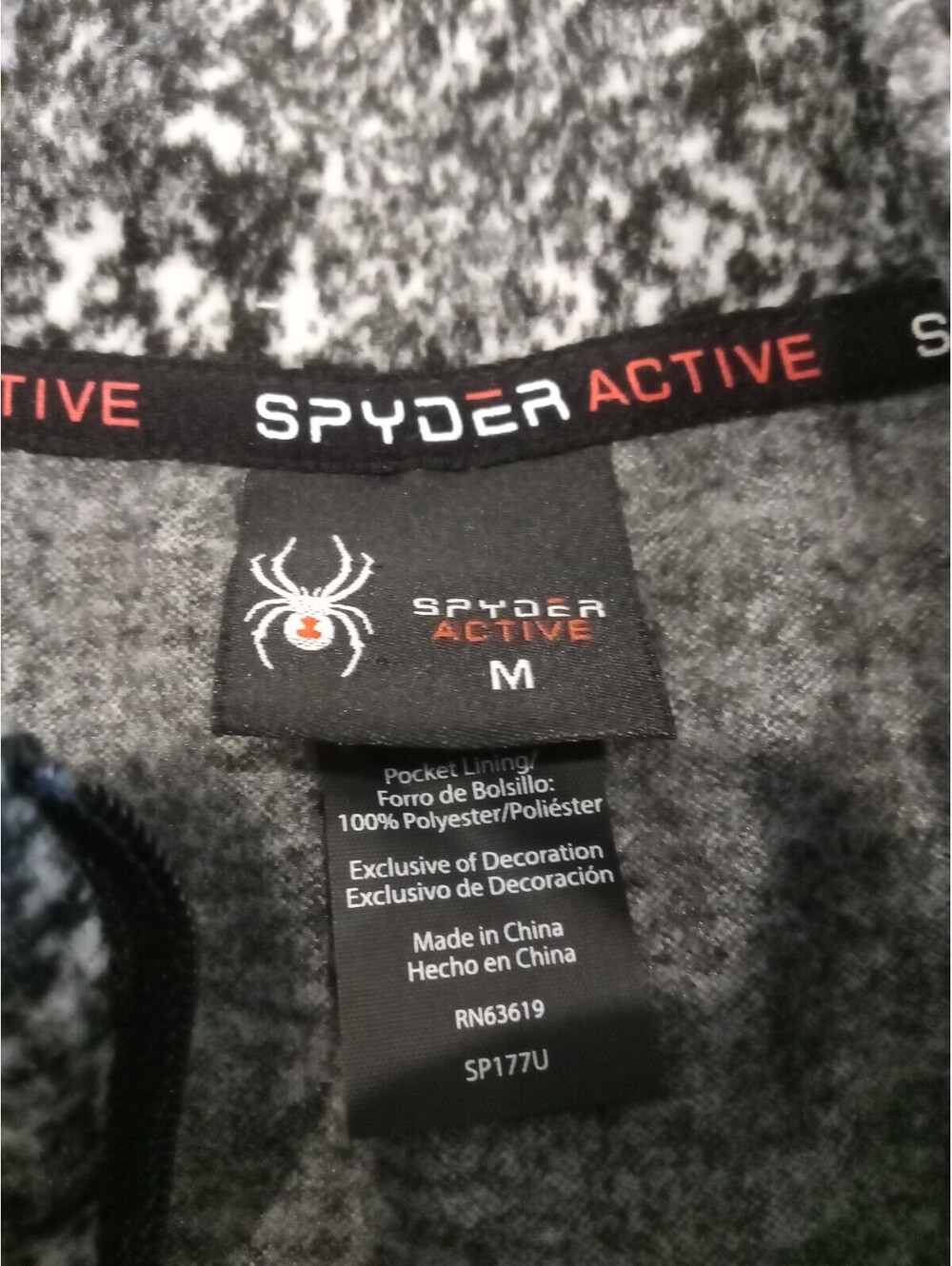 Spyder Fleece Pullover Womens Medium Black White Marled Print Half Zip Active M - Picture 4 of 4